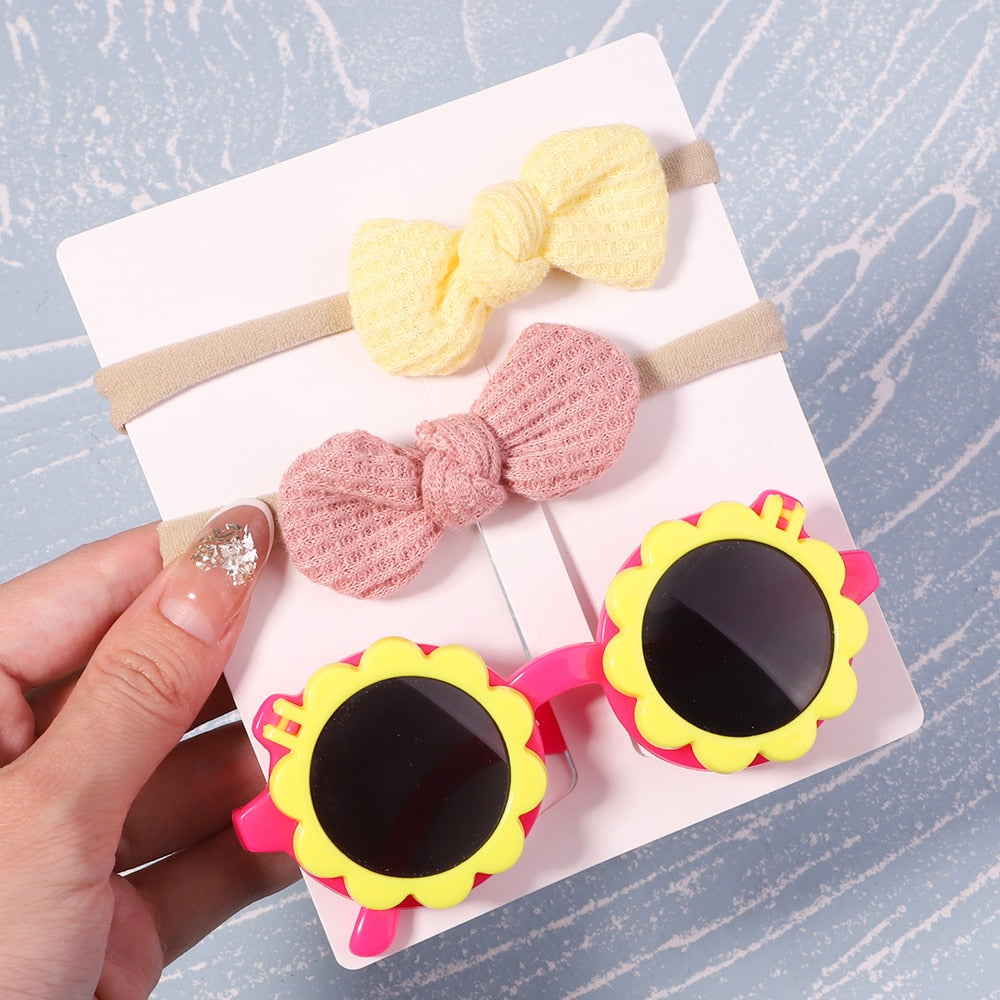 Vintage summer bows headband and sunglasses for kids