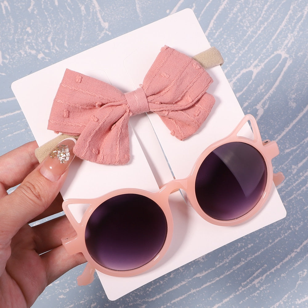 Vintage summer bows headband and sunglasses for kids
